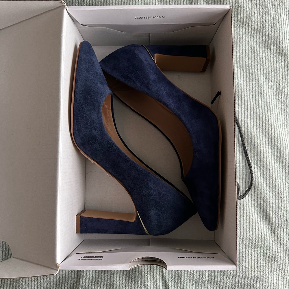 Aldo Navy Suede Block Heel Pumps